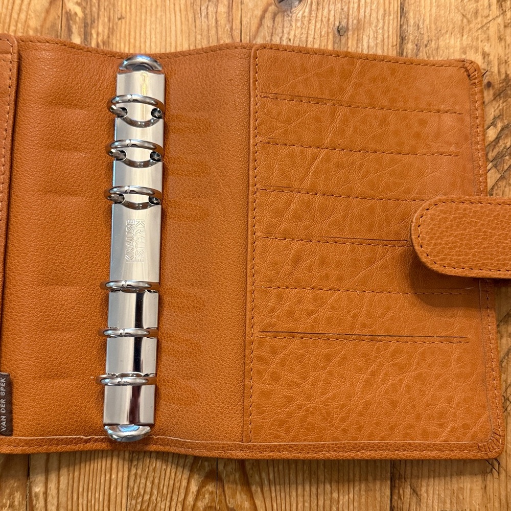 Leather Planner Organizer in Tan - Classic Home Office Accessory - Picture 5 of 13